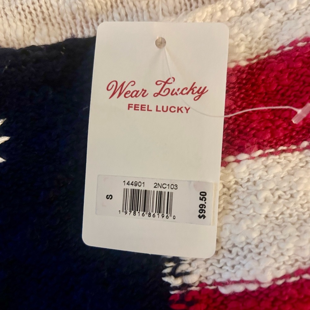 NWT Lucky Brand Cropped American Flag Sweater - Picture 3 of 4